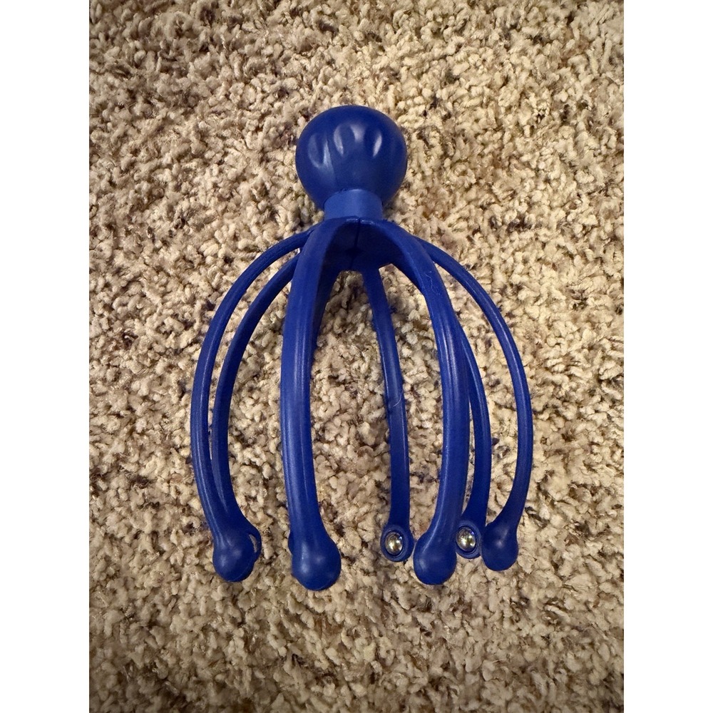 Blue Scalp Massager- Plastic, steel ball, Massage Head, Eight Legs - Picture 2 of 5